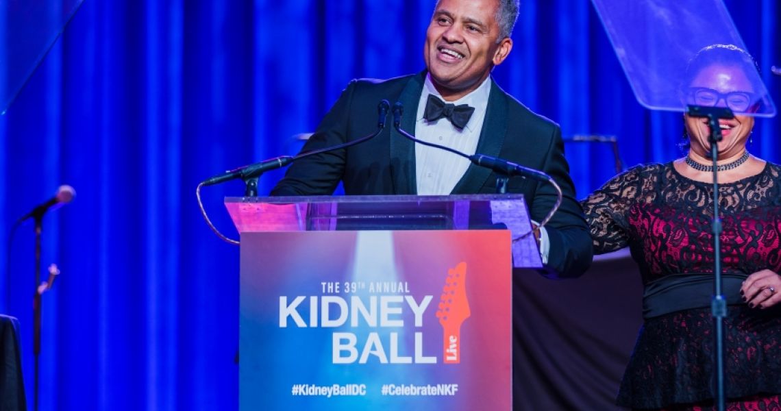 Dr. Keith Melancon, chair of GW Transplant Institute, speaking at Kidney Ball