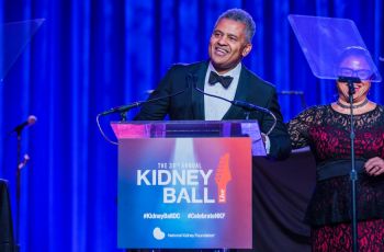 Dr. Keith Melancon, chair of GW Transplant Institute, speaking at Kidney Ball
